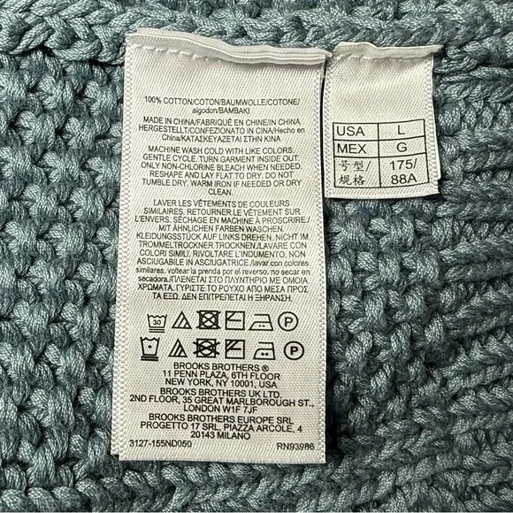 Brooks Brothers 100% cotton cable knit sweater luxe soft heavyweight blue $198 - Picture 7 of 9